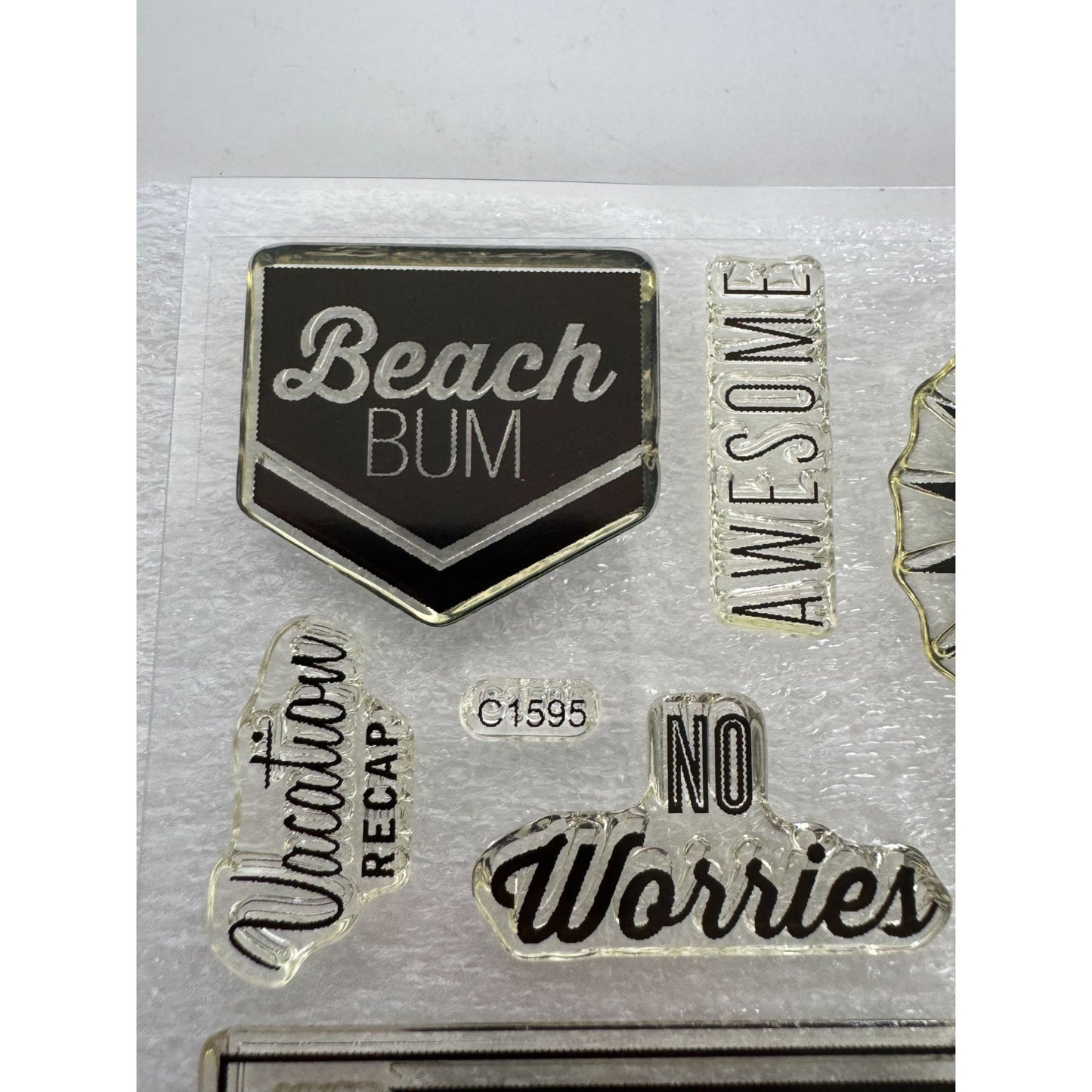 CTMH My Acrylix Acrylic Stamp Set Hello Summer No Worries Beach Bum Words C1595