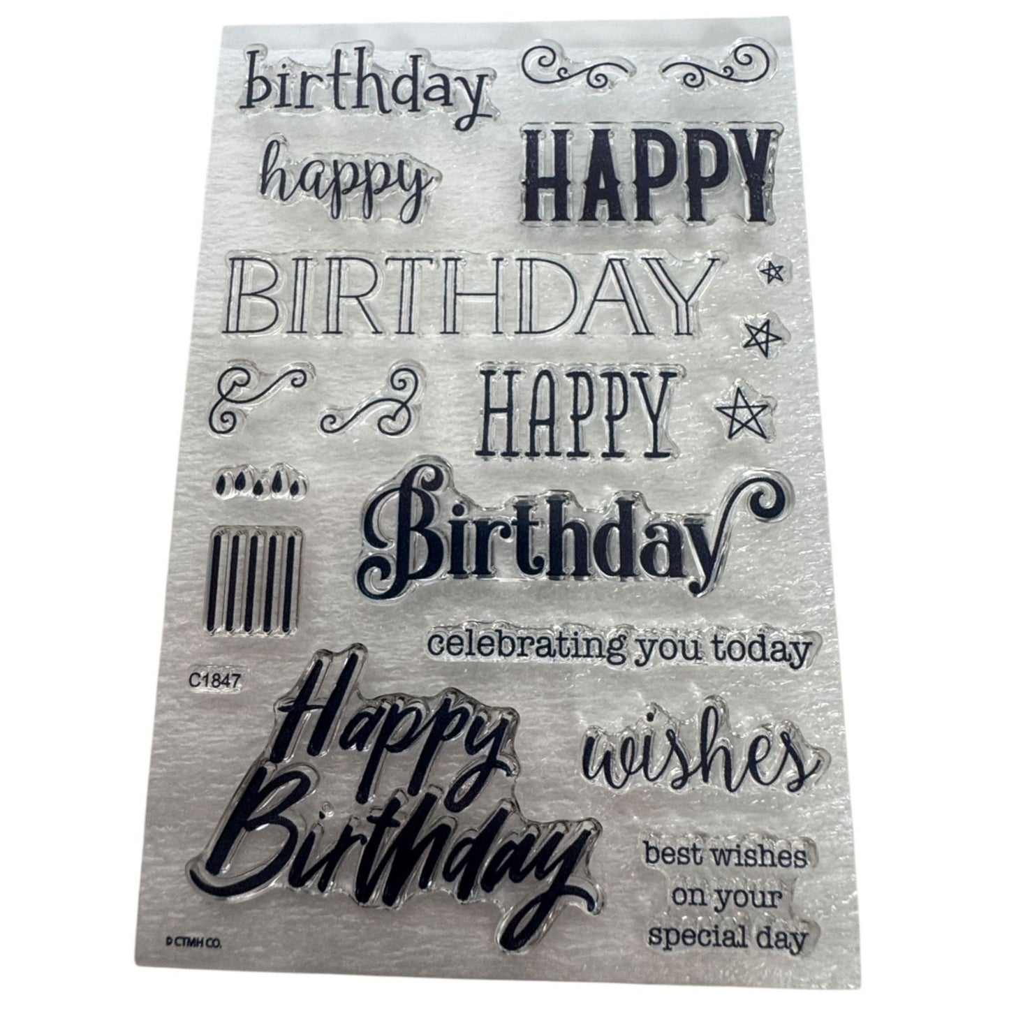 CTMH My Acrylix Acrylic Stamp Set Celebrating You Happy Birthday Wishes C1847