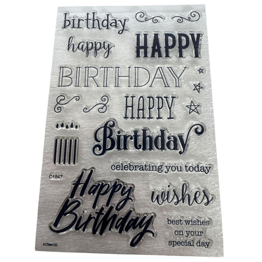 CTMH My Acrylix Acrylic Stamp Set Celebrating You Happy Birthday Wishes C1847