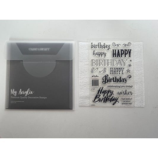 CTMH My Acrylix Acrylic Stamp Set Celebrating You Happy Birthday Wishes C1847