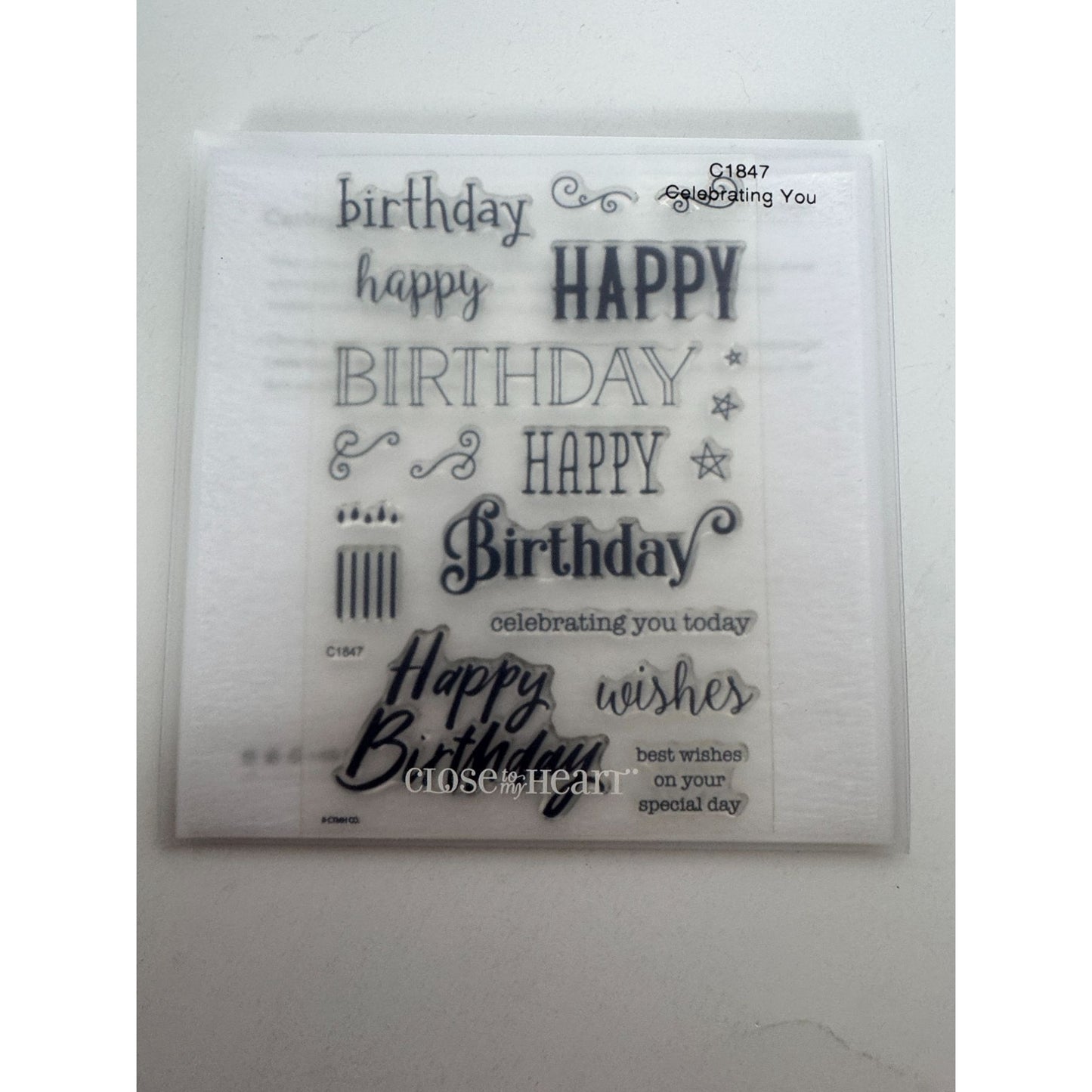 CTMH My Acrylix Acrylic Stamp Set Celebrating You Happy Birthday Wishes C1847