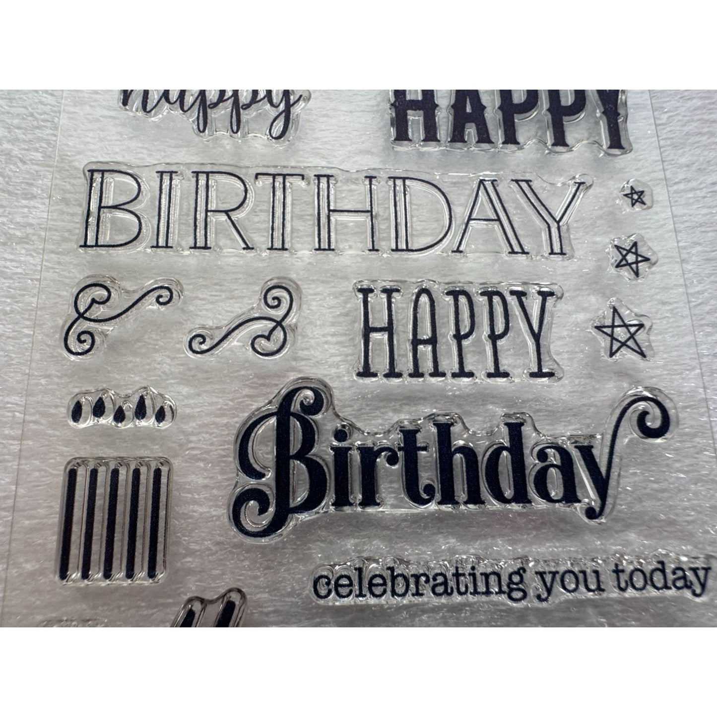 CTMH My Acrylix Acrylic Stamp Set Celebrating You Happy Birthday Wishes C1847