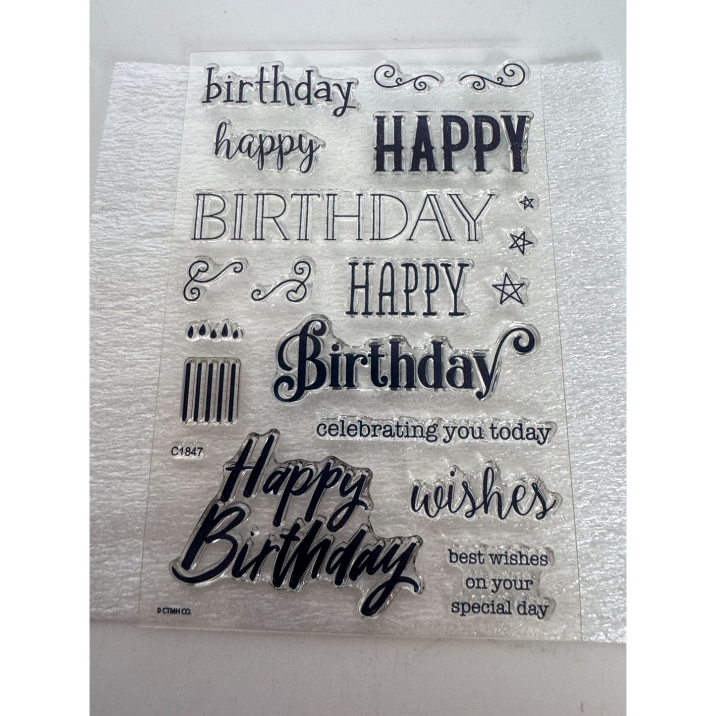 CTMH My Acrylix Acrylic Stamp Set Celebrating You Happy Birthday Wishes C1847