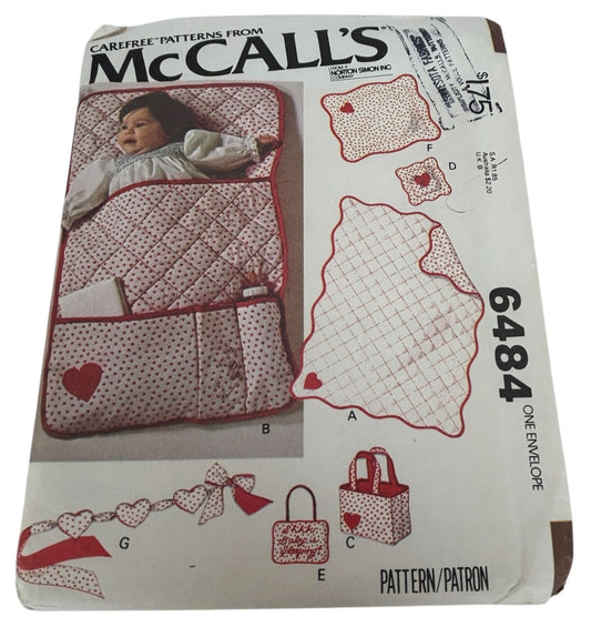 McCalls Sewing Pattern 6484 Baby Blanket Bag Pillow Accessories Uncut 1970s 1979