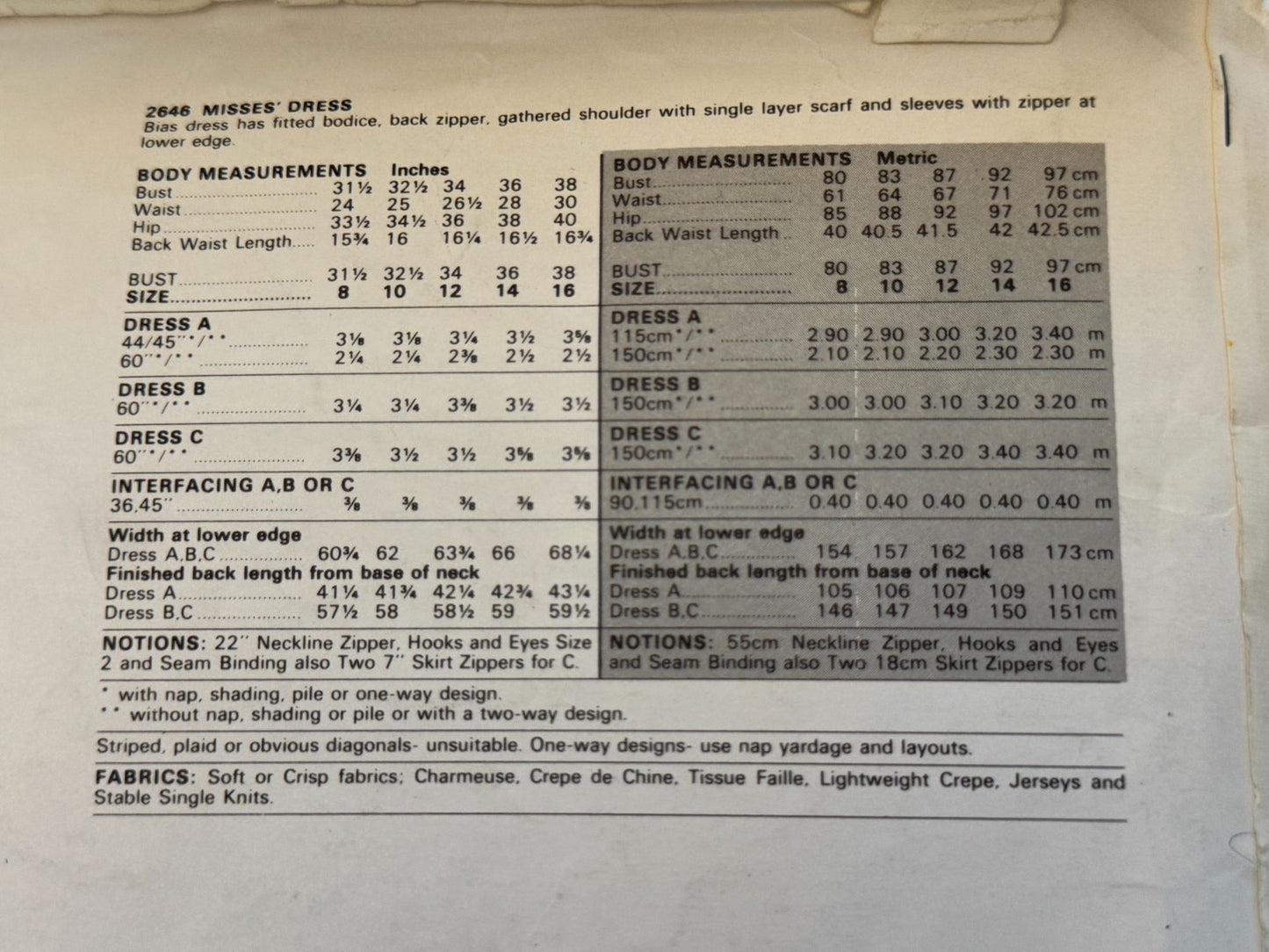 Vogue Sewing Pattern 2646 Bias Dress Edith Head Vintage 10 American Designers UC