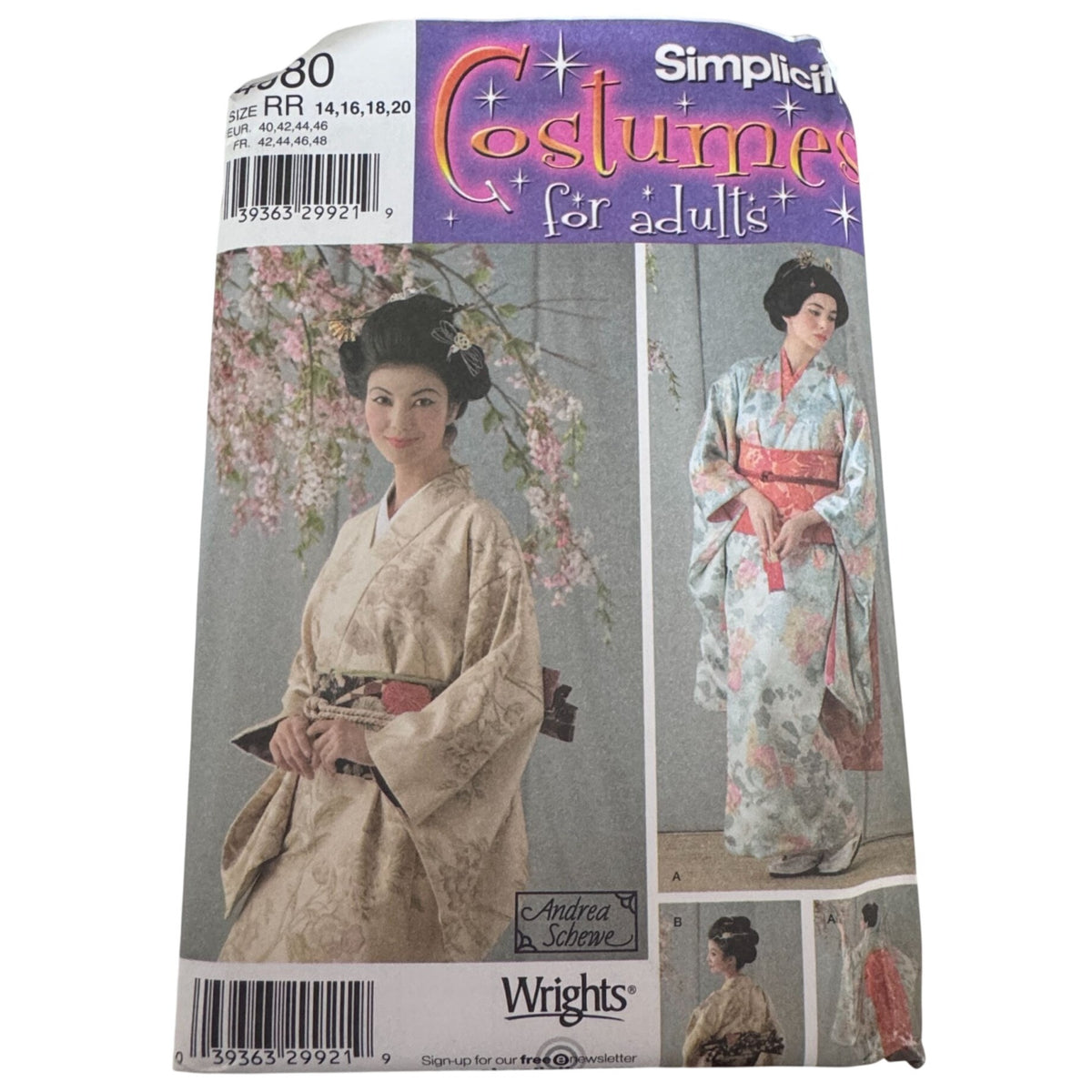 Simplicity Sewing Pattern 4080 Kimono Costume Japanese 14-20 Andrea Schewe Uncut Cosplay Asian Halloween