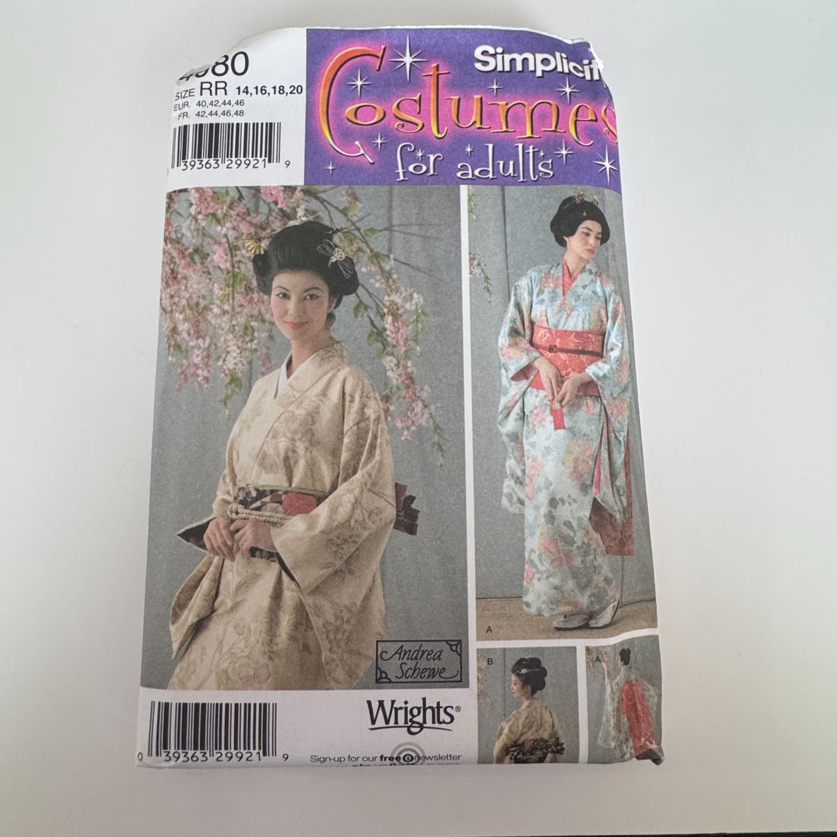 Simplicity Sewing Pattern 4080 Kimono Costume Japanese 14-20 Andrea Schewe Uncut Cosplay Asian Halloween