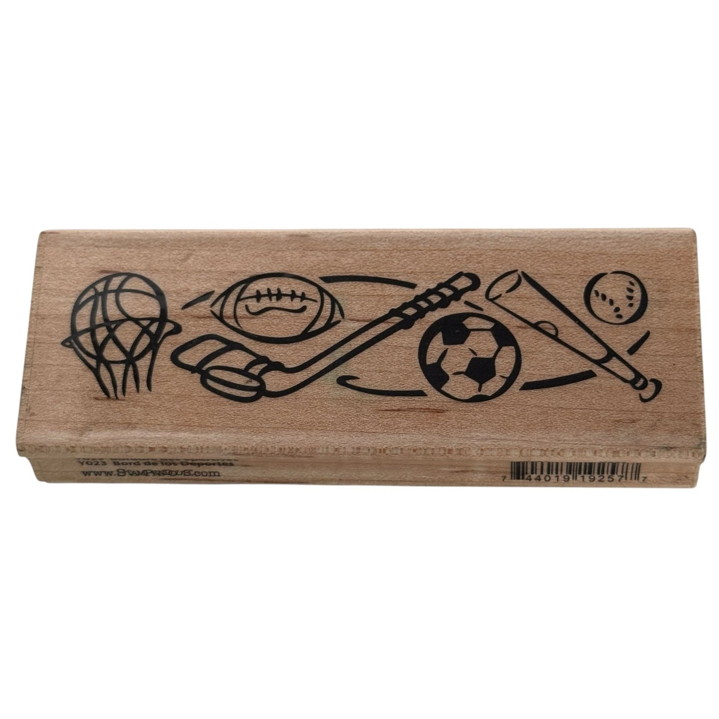 Stampendous Rubber Stamp Sports Border Basketball Football Hockey Soccer Ball