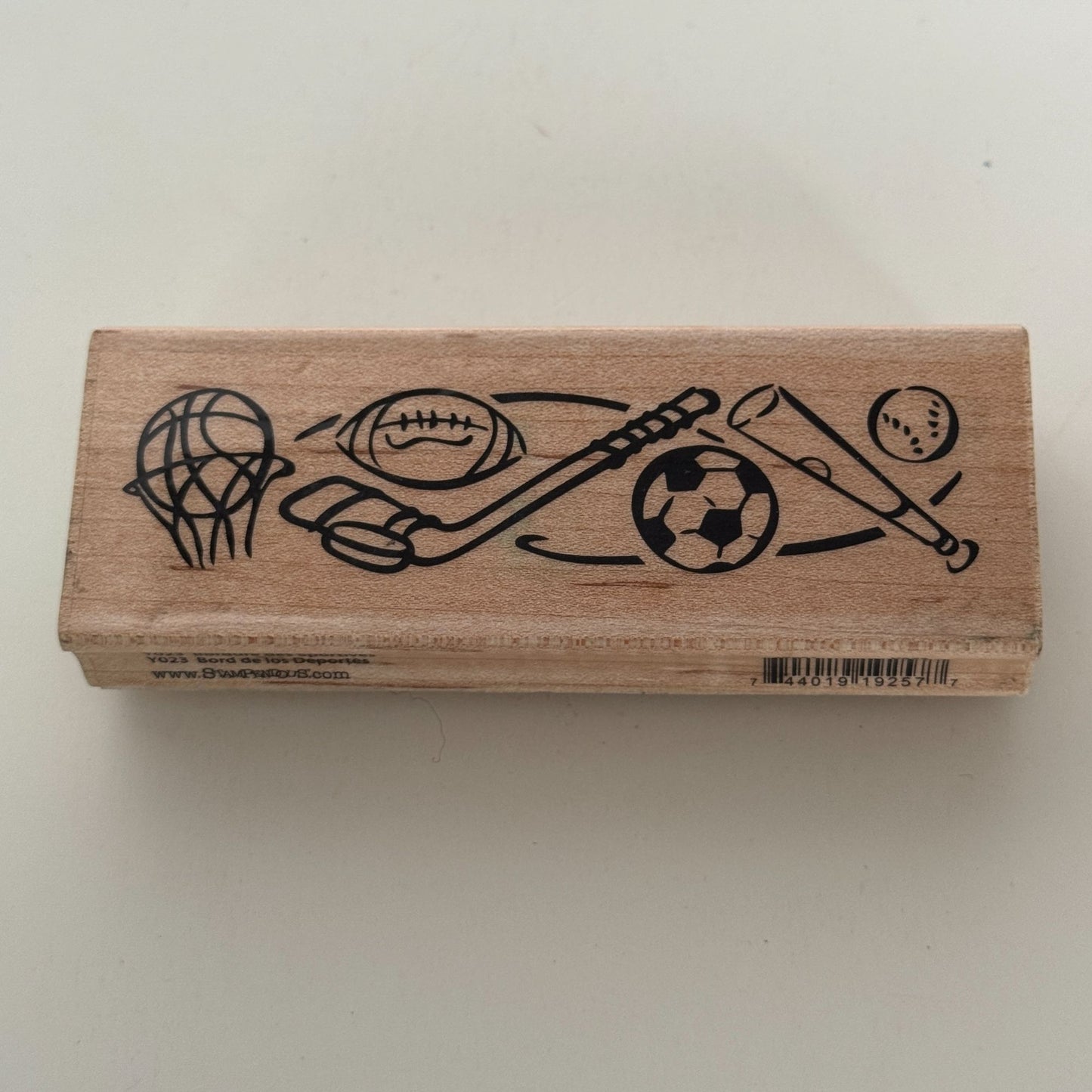 Stampendous Rubber Stamp Sports Border Basketball Football Hockey Soccer Ball