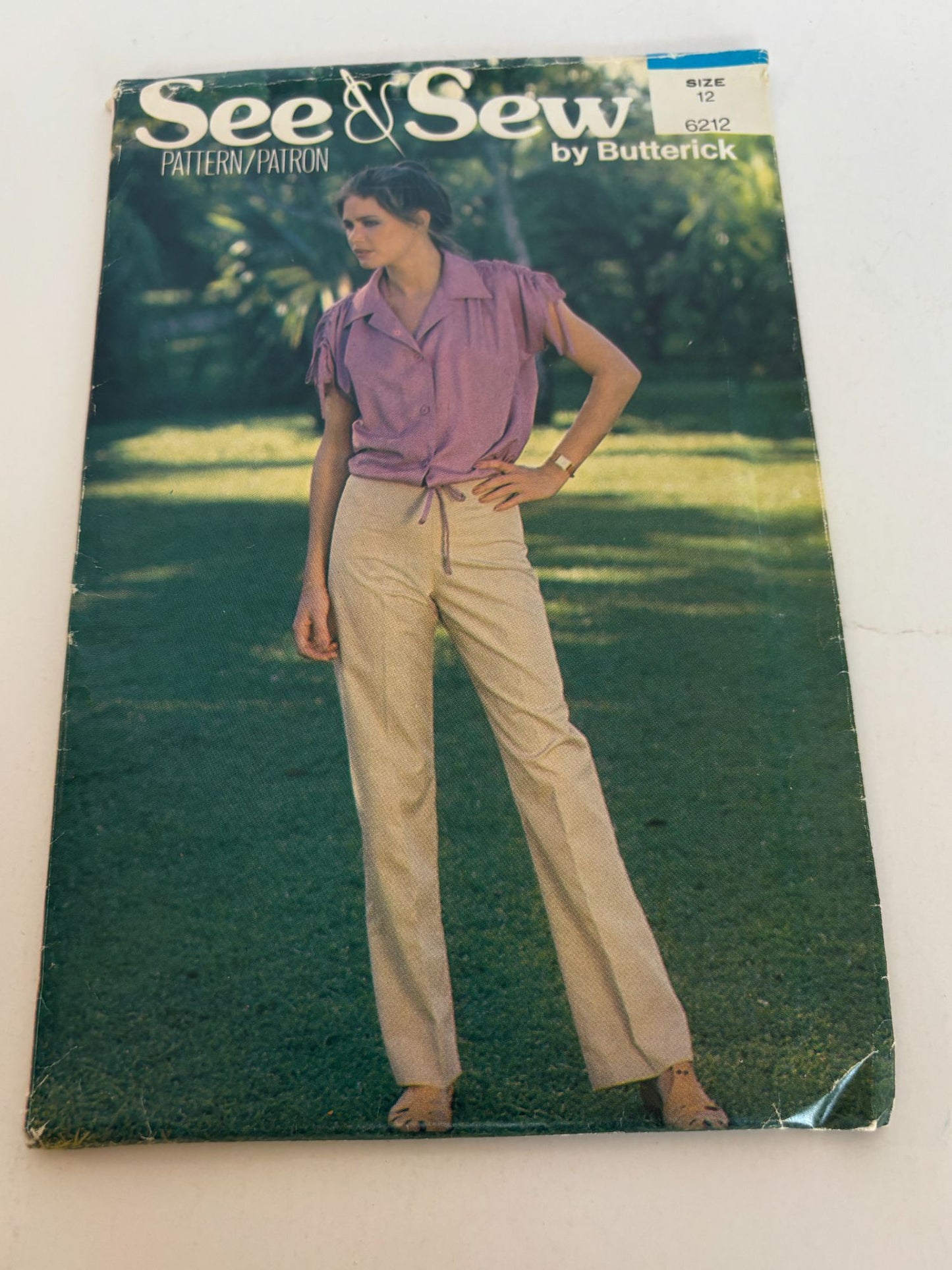 Butterick Sewing Pattern 6212 Top Straight Legged Pants Outfit 12 Vintage 80s UC