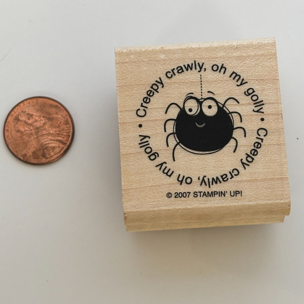 Stampin Up Rubber Stamp Spider Creepy Crawly Oh My Golly Halloween Card Making Words