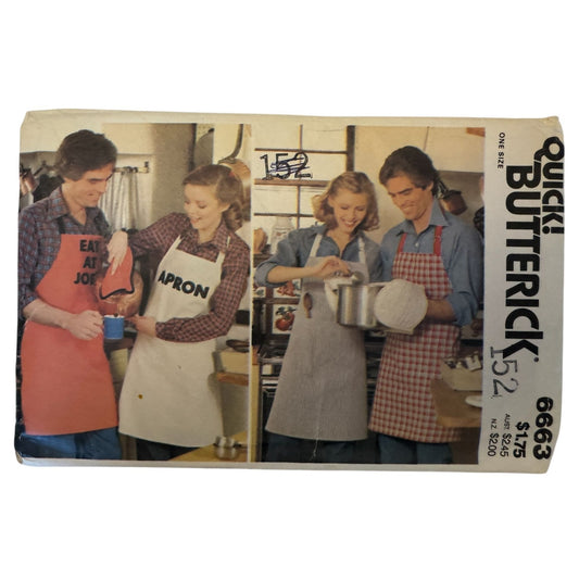 Butterick Sewing Pattern 6663 Kitchen Apron Potholder Baking Vintage 1980s Uncut