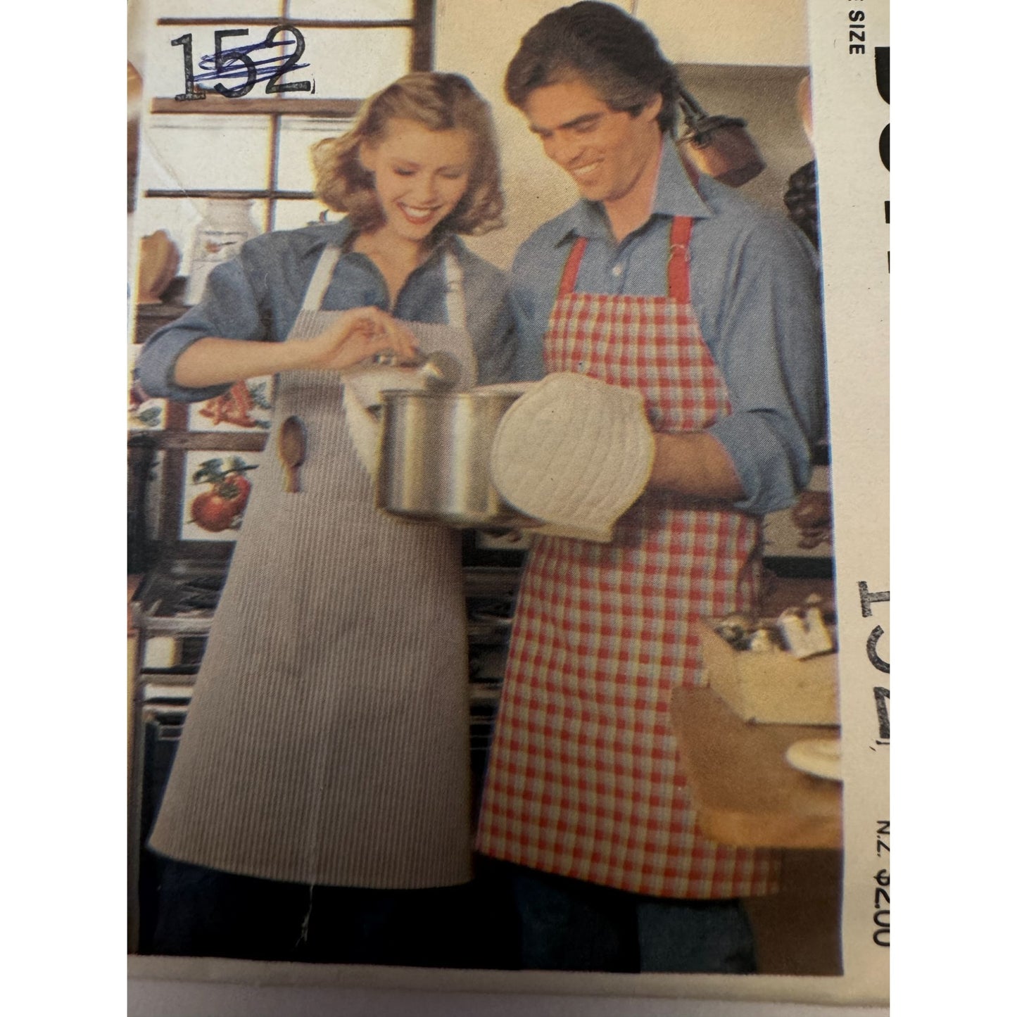 Butterick Sewing Pattern 6663 Kitchen Apron Potholder Baking Vintage 1980s Uncut