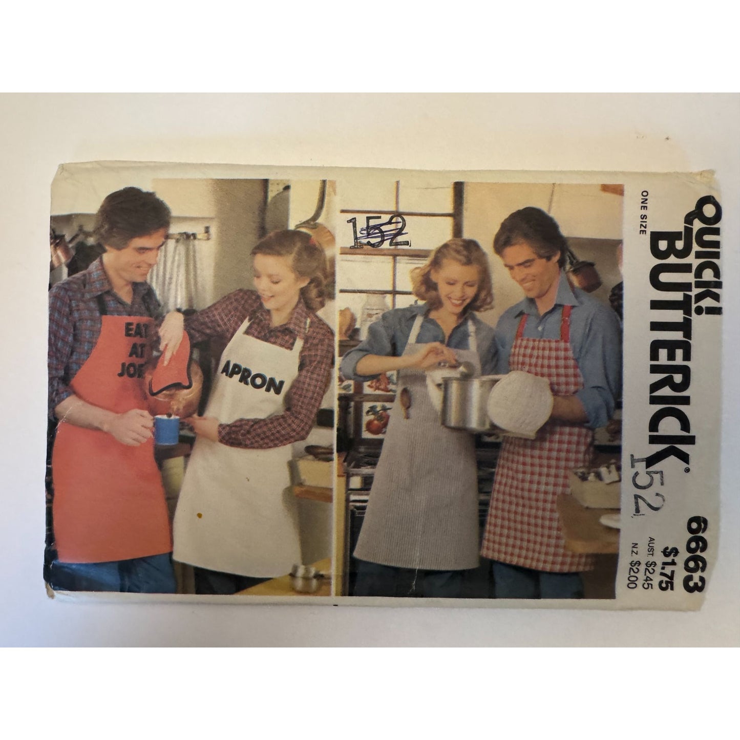 Butterick Sewing Pattern 6663 Kitchen Apron Potholder Baking Vintage 1980s Uncut