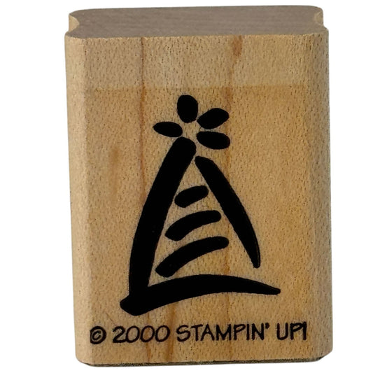 Stampin Up Rubber Stamp Birthday Hat Flower Card Making Party Invitation Craft