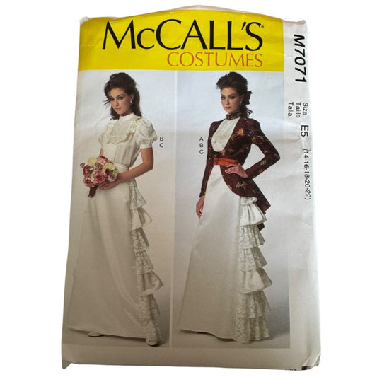 McCalls Sewing Pattern M7071 Victorian Costume Jacket Blouse Skirt 14-22 Ruffles