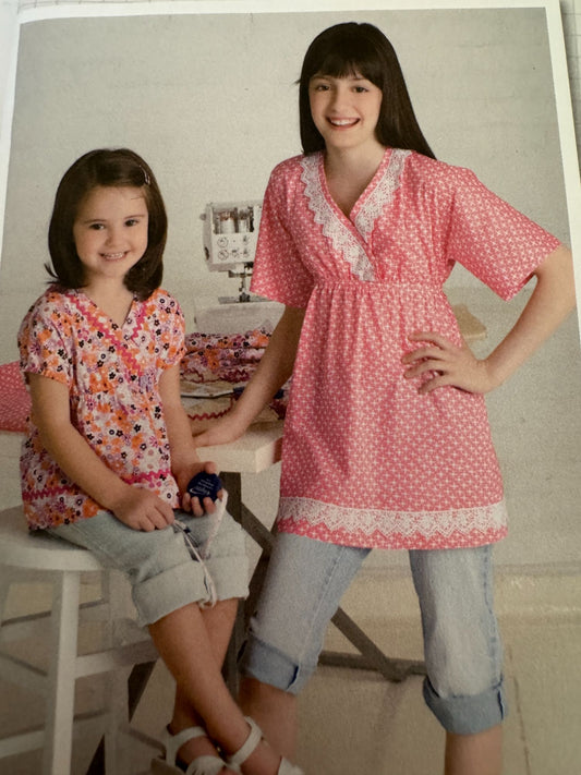 Simplicity Sewing Pattern 2437 Tween Girls Top Shirt Learn to Sew Sizes 7-14 UC