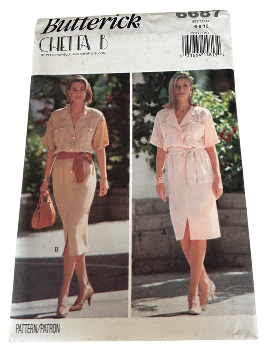 Butterick Sewing Pattern 6687 Misses Blouson Dress 90s Midi Dress Size 6-10 UC