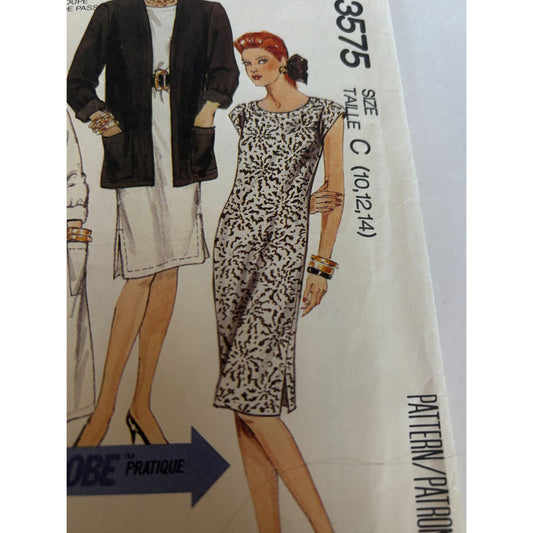 McCalls Sewing Pattern 3575 Duster Coat Dress Tunic Pants Jacket Work 10-14 UC