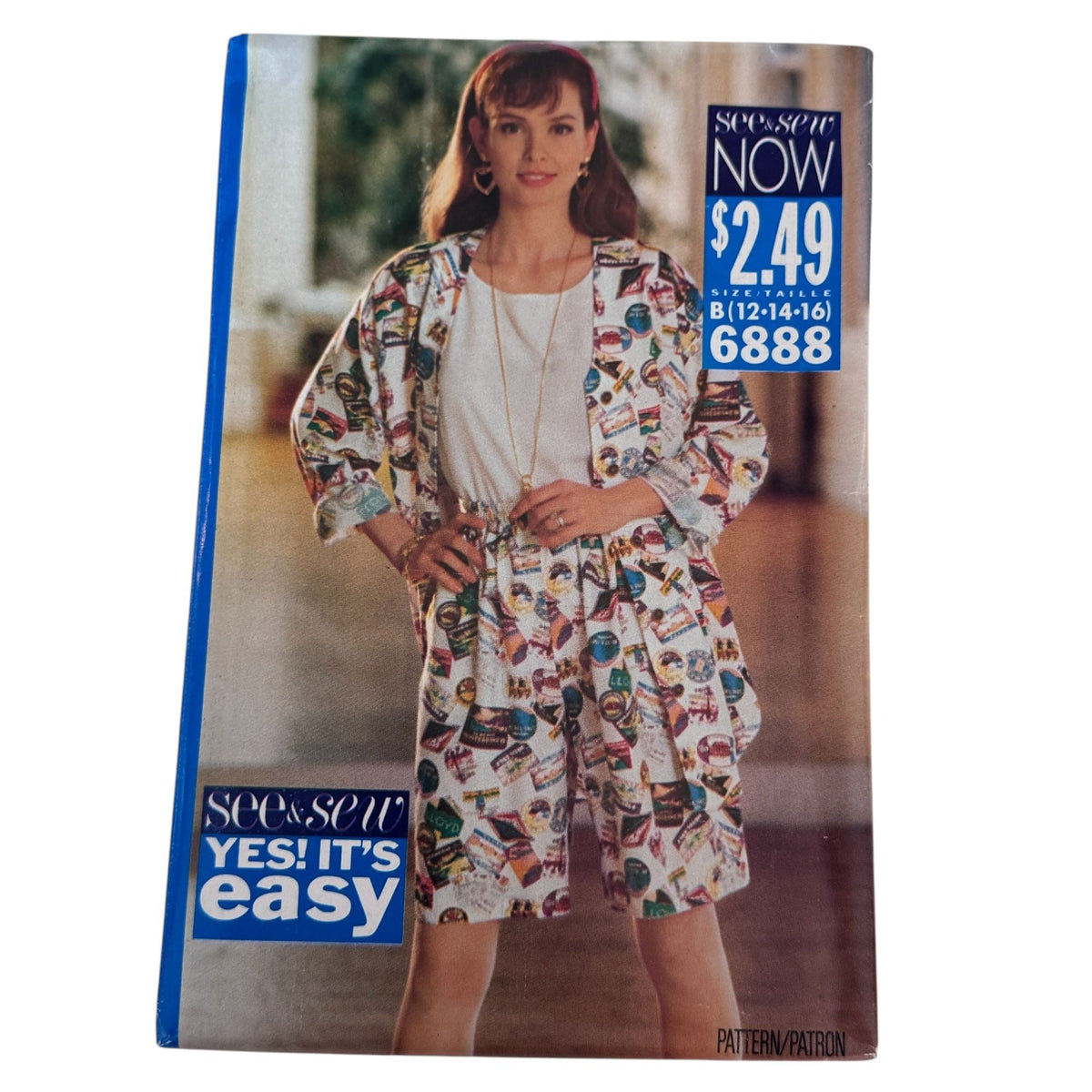 Butterick Sewing Pattern 6888 Loose-Fit Shirt Shorts Top Summer 12-16 Uncut Easy 1990s Vintage