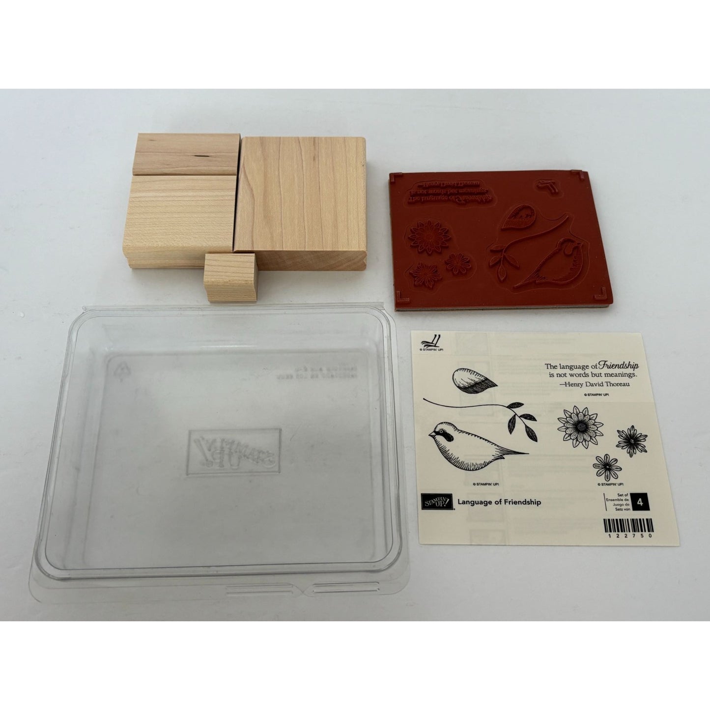 Stampin Up Rubber Stamp Set Language Of Friendship Bird Wing Quote Card Making