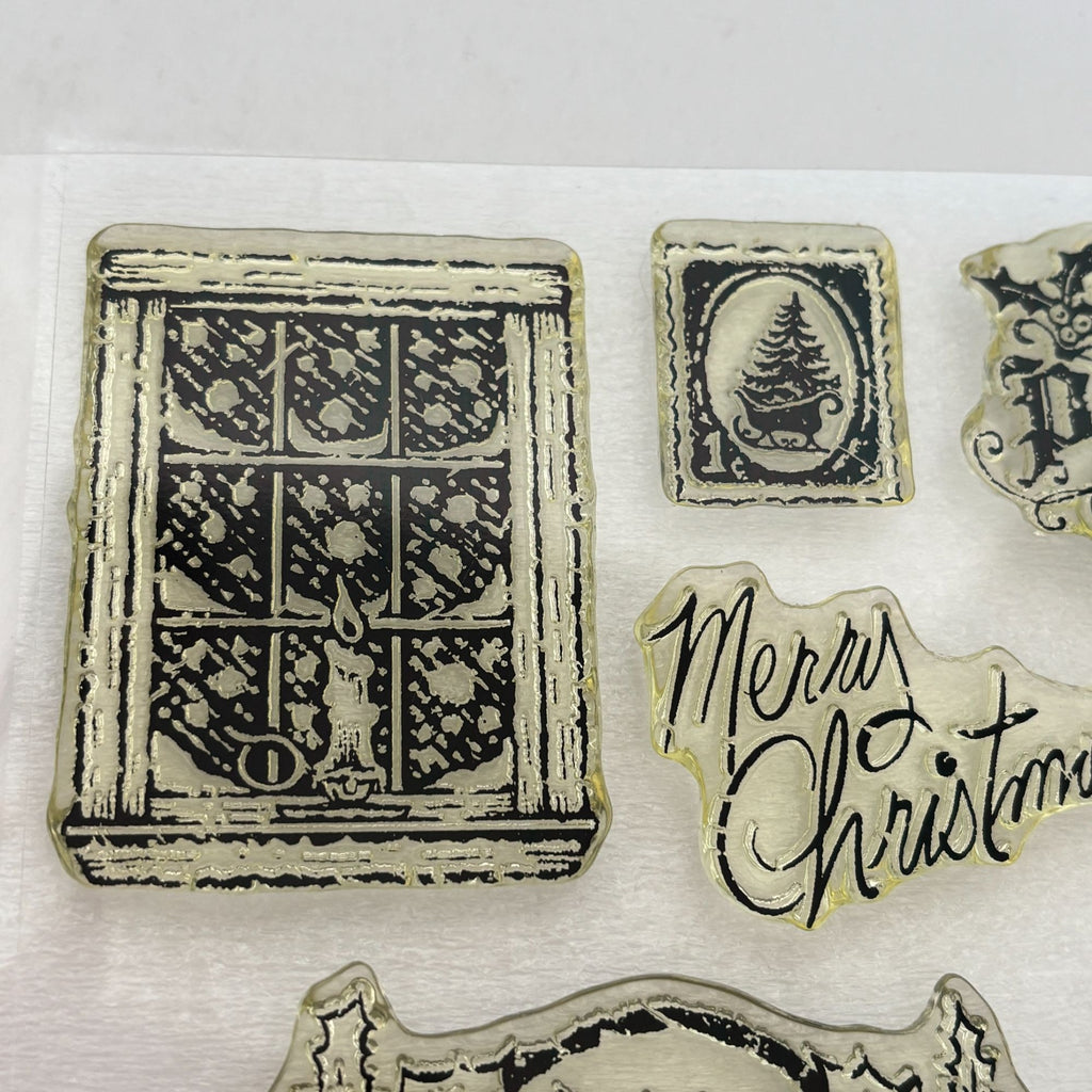 CTMH Father Christmas My Acrylix Acrylic Stamp Set Vintage Santa Postcard D1449 Holidays Cardmaking