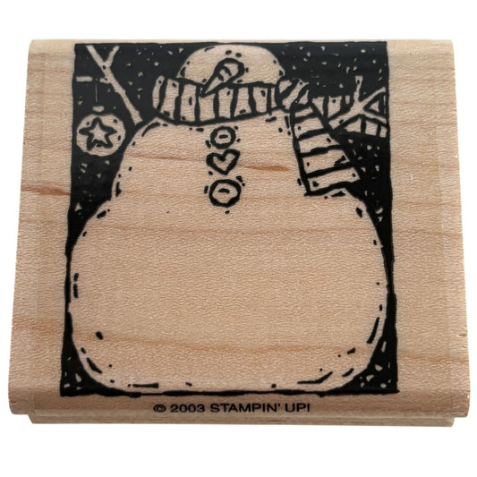 Stampin Up Rubber Stamp Christmas Snowman Heart Button Scarf Snowing Holiday