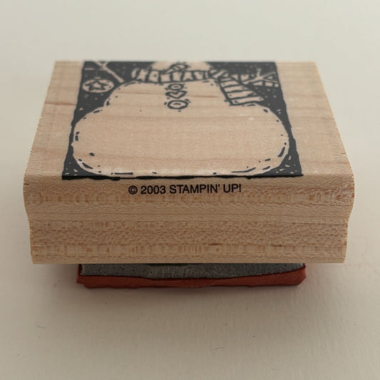 Stampin Up Rubber Stamp Christmas Snowman Heart Button Scarf Snowing Holiday