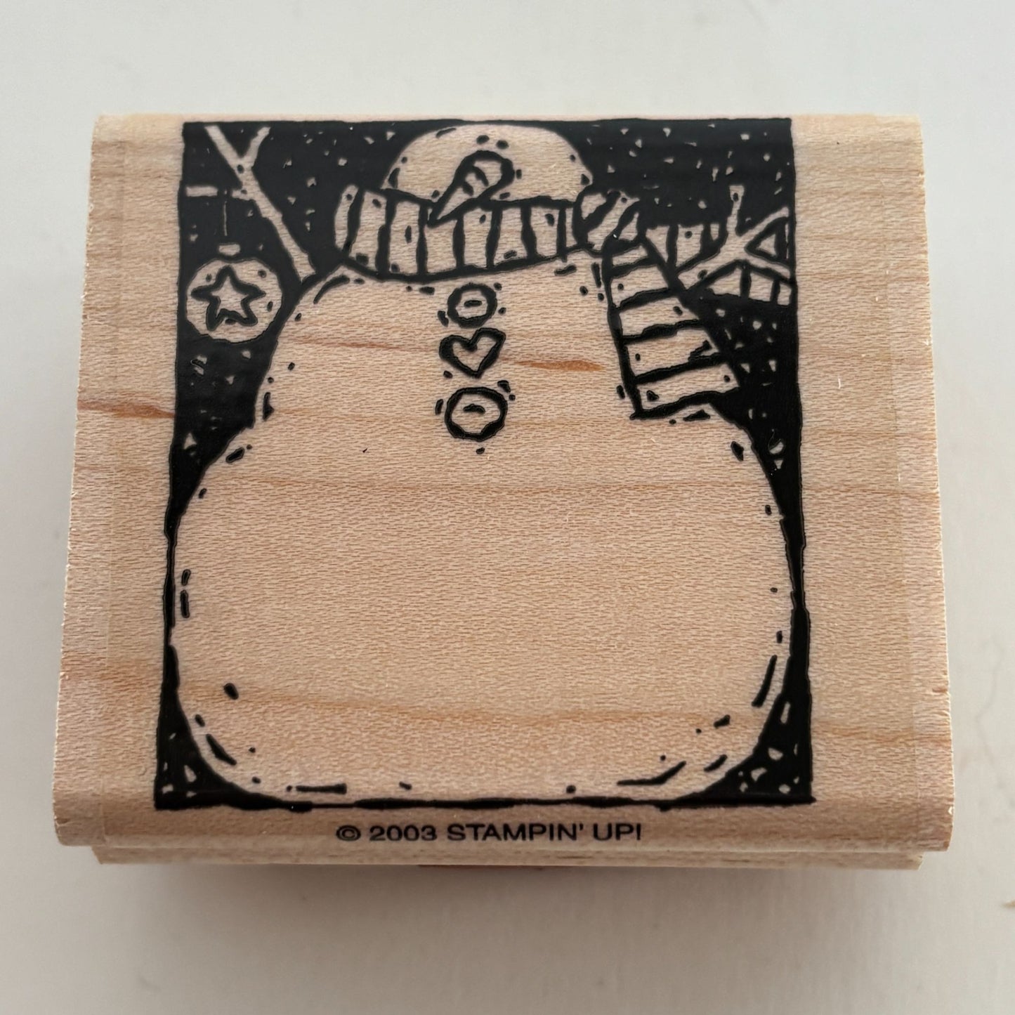 Stampin Up Rubber Stamp Christmas Snowman Heart Button Scarf Snowing Holiday