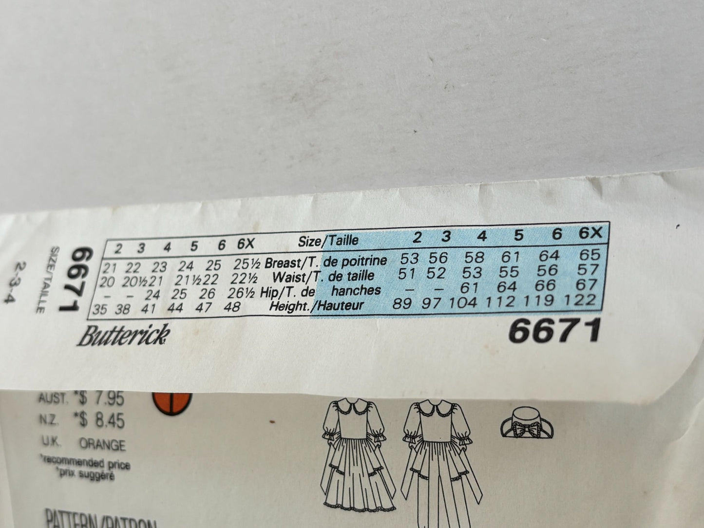 Butterick Sewing Pattern 6671 Girls Dress Romper Hat Easter Spring 90s 2 3 4 Uncut