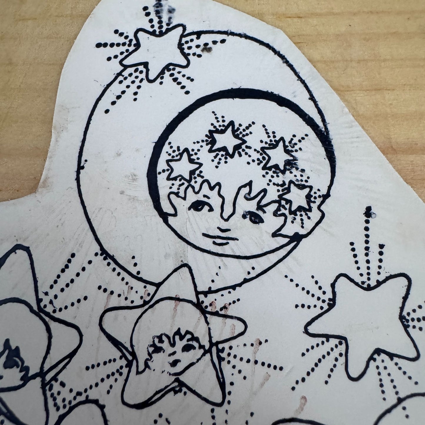 Celestial Moon Stars Rubber Stamp Outer Space Cosmic Faces Craft Cardmaking Scrapbook Journal