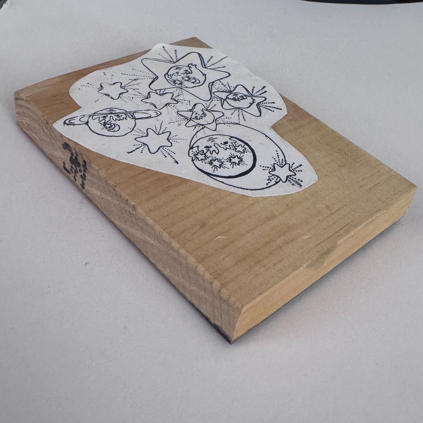 Celestial Moon Stars Rubber Stamp Outer Space Cosmic Faces Craft Cardmaking Scrapbook Journal