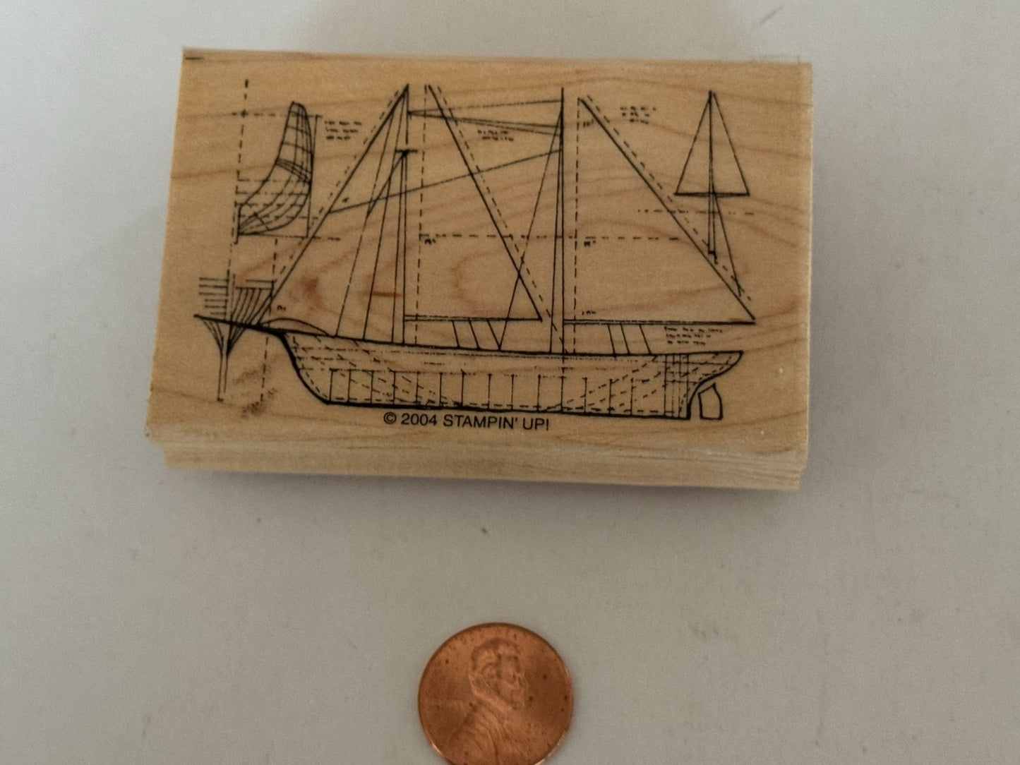 Stampin Up Rubber Stamp Ship Design Blueprint Nautical Sailing Sail Boat Craft