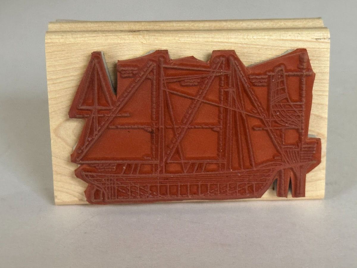 Stampin Up Rubber Stamp Ship Design Blueprint Nautical Sailing Sail Boat Craft