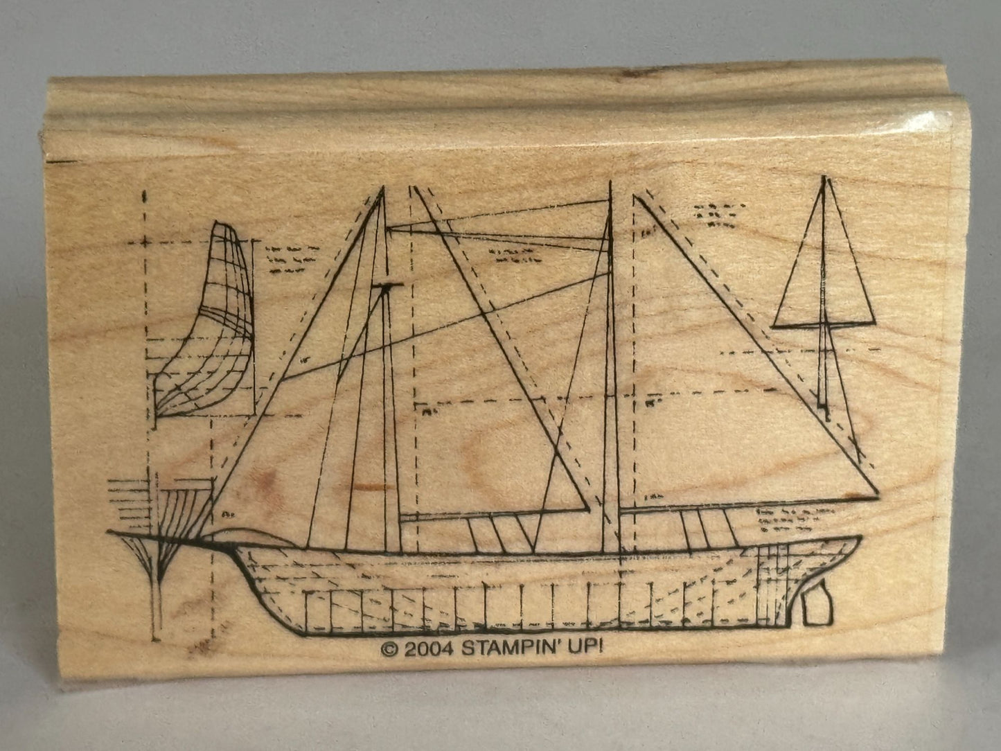 Stampin Up Rubber Stamp Ship Design Blueprint Nautical Sailing Sail Boat Craft