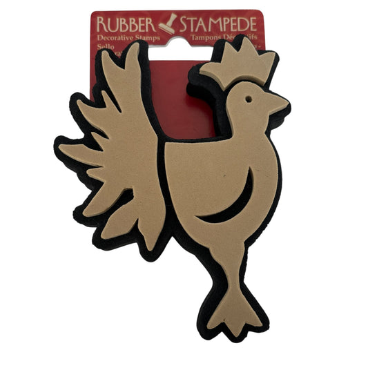 Rubber Stampede Decorative Stamp Foam Folk Art Rooster Chicken Farm Large Craft