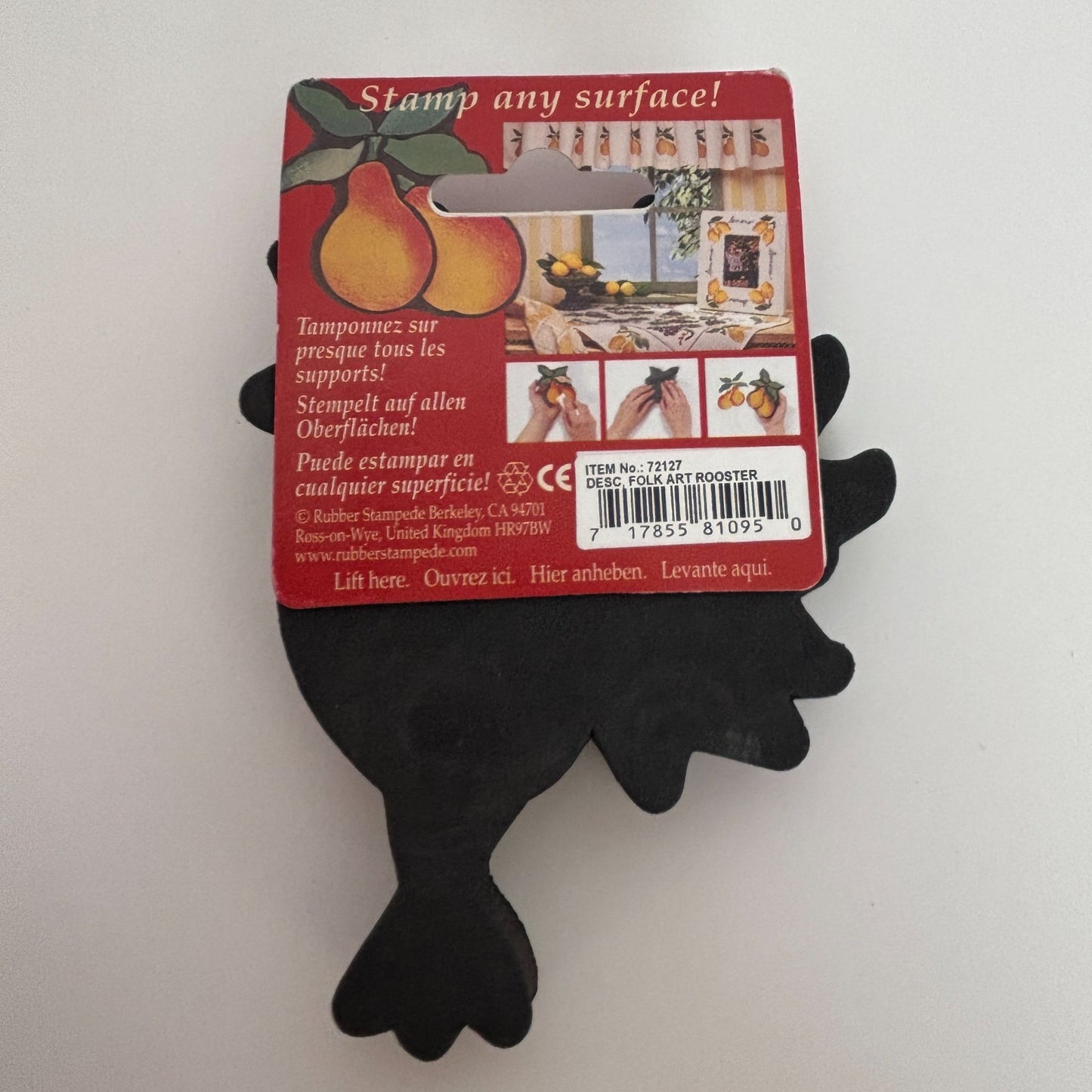 Rubber Stampede Decorative Stamp Foam Folk Art Rooster Chicken Farm Large Craft