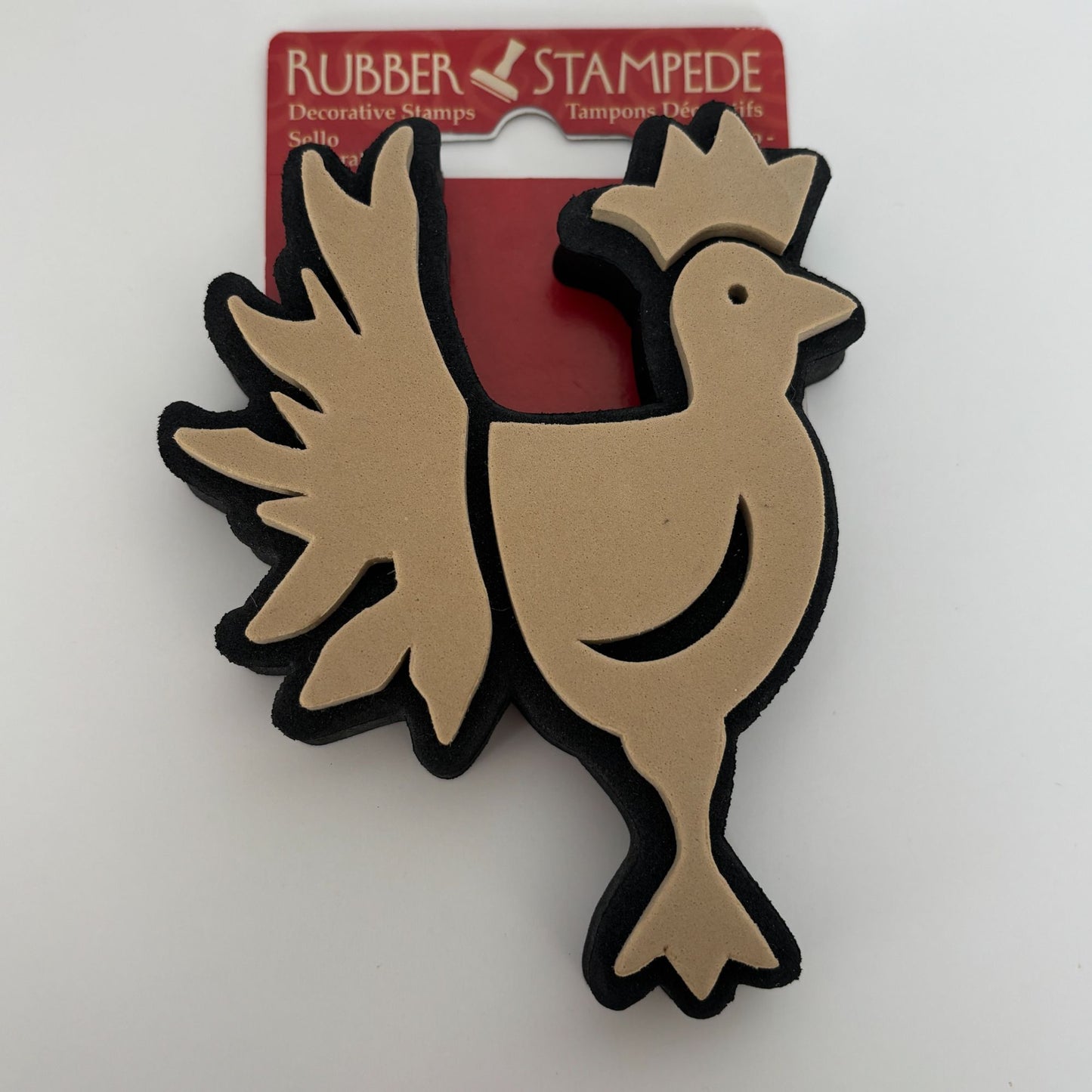 Rubber Stampede Decorative Stamp Foam Folk Art Rooster Chicken Farm Large Craft