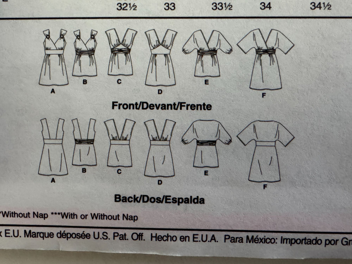 McCalls Sewing Pattern M5662 V-Neck Top Dress Tunic Shirt XS S M DIY Style UC