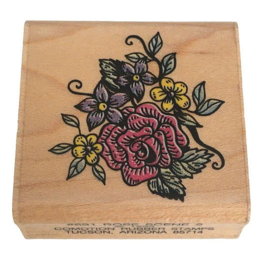 Comotion Rubber Stamp Rose 2 Garden Flowers Spring Nature Scene Creator Crafts
