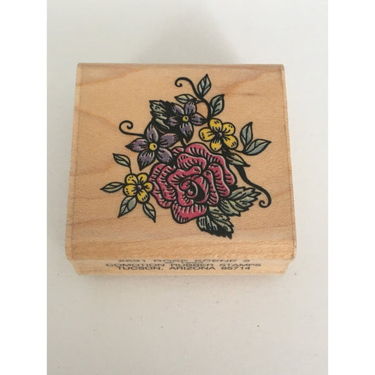 Comotion Rubber Stamp Rose 2 Garden Flowers Spring Nature Scene Creator Crafts