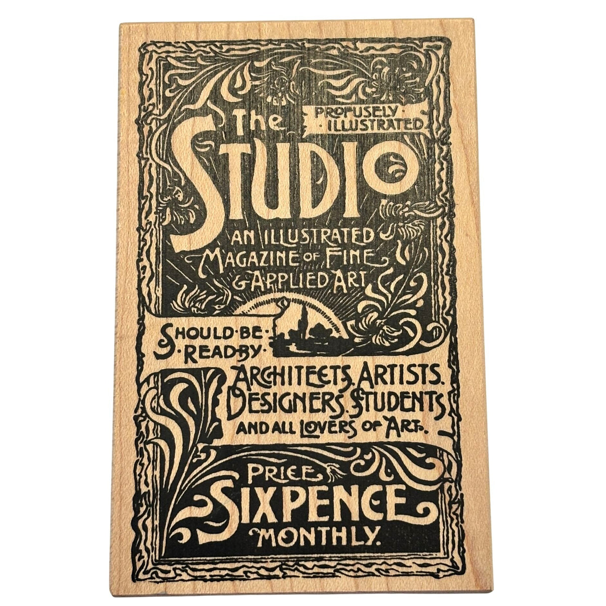 Stampa Rosa Rubber Stamp Vintage Studio Art Nouveau Magazine Advertisement Artist Cardmaking Wood Mounted