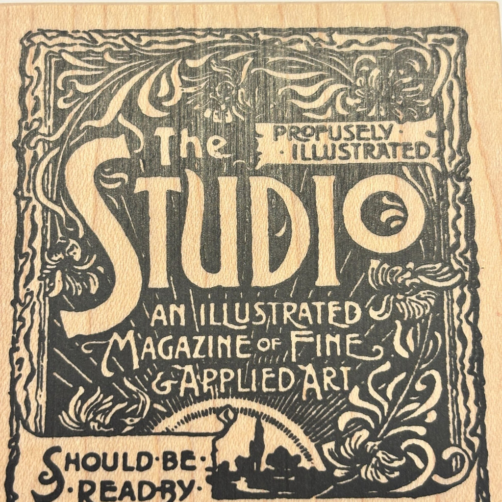 Stampa Rosa Rubber Stamp Vintage Studio Art Nouveau Magazine Advertisement Artist Cardmaking Wood Mounted