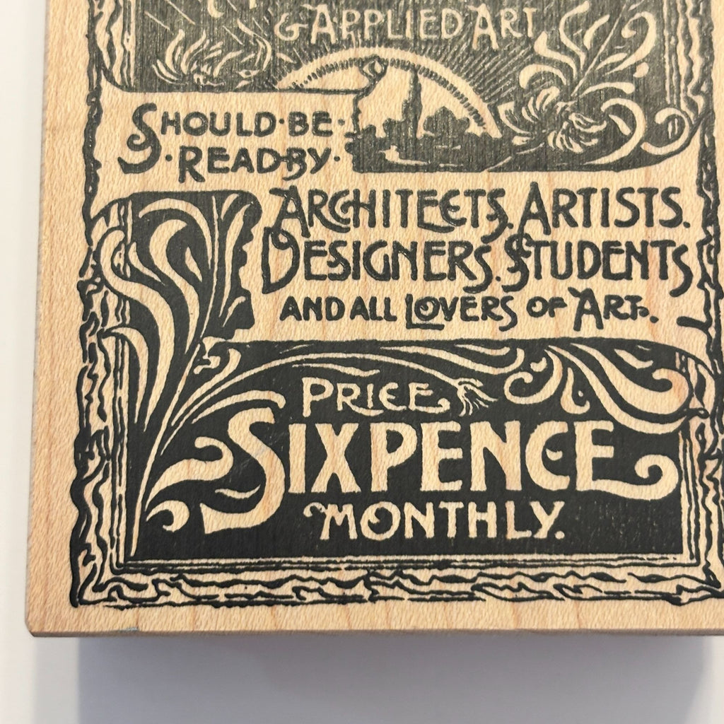 Stampa Rosa Rubber Stamp Vintage Studio Art Nouveau Magazine Advertisement Artist Cardmaking Wood Mounted