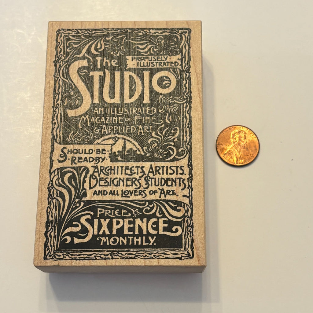 Stampa Rosa Rubber Stamp Vintage Studio Art Nouveau Magazine Advertisement Artist Cardmaking Wood Mounted