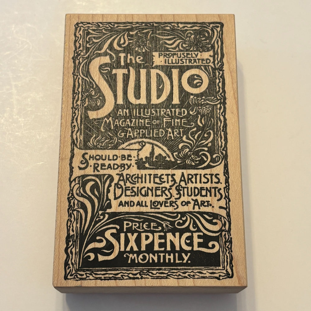 Stampa Rosa Rubber Stamp Vintage Studio Art Nouveau Magazine Advertisement Artist Cardmaking Wood Mounted