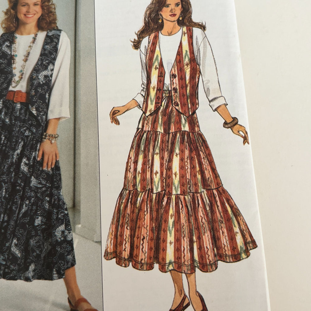Butterick Sewing Pattern 6780 90s Vest Top Tiered Skirt Boho Layered Outfit 6-12 Uncut