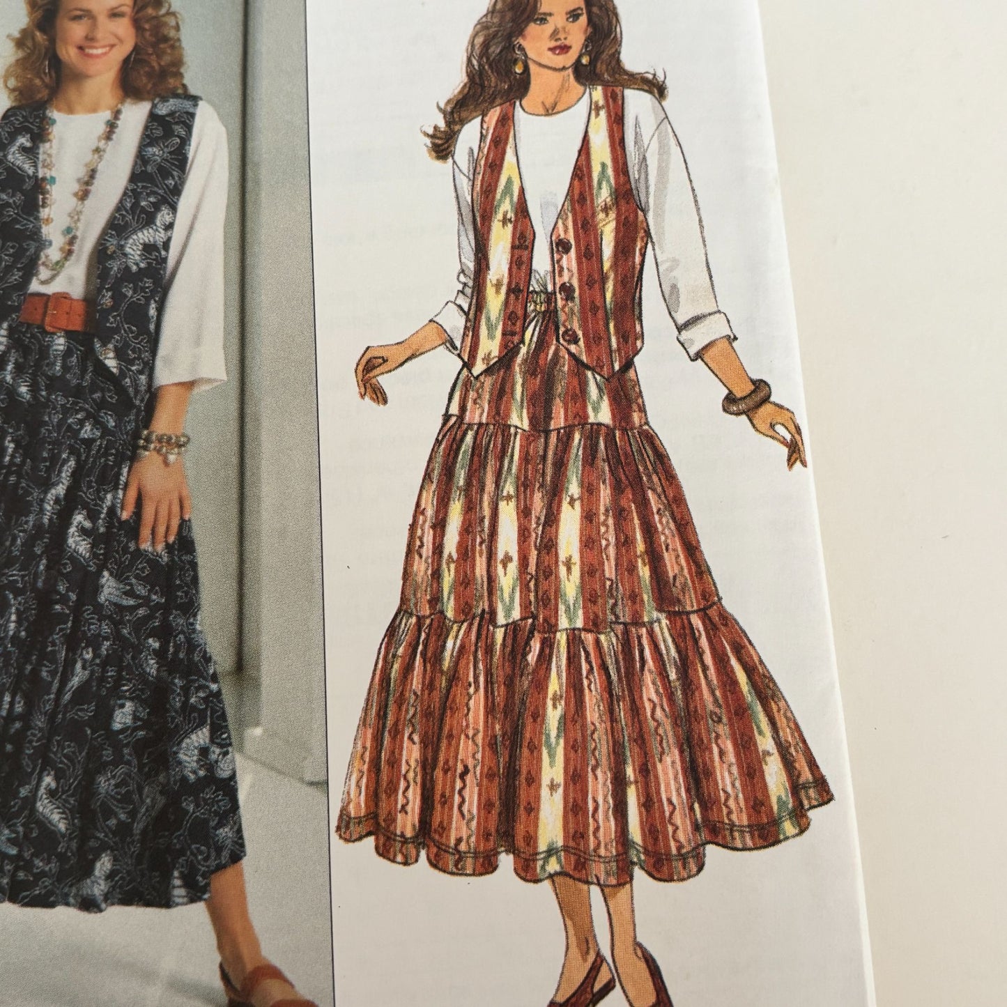 Butterick Sewing Pattern 6780 90s Vest Top Tiered Skirt Boho Layered Outfit 6-12 Uncut