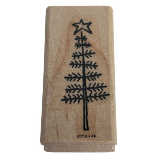 Stampin Up Rubber Stamp Christmas Tree Star Top Small Holidays Card Making 2 in