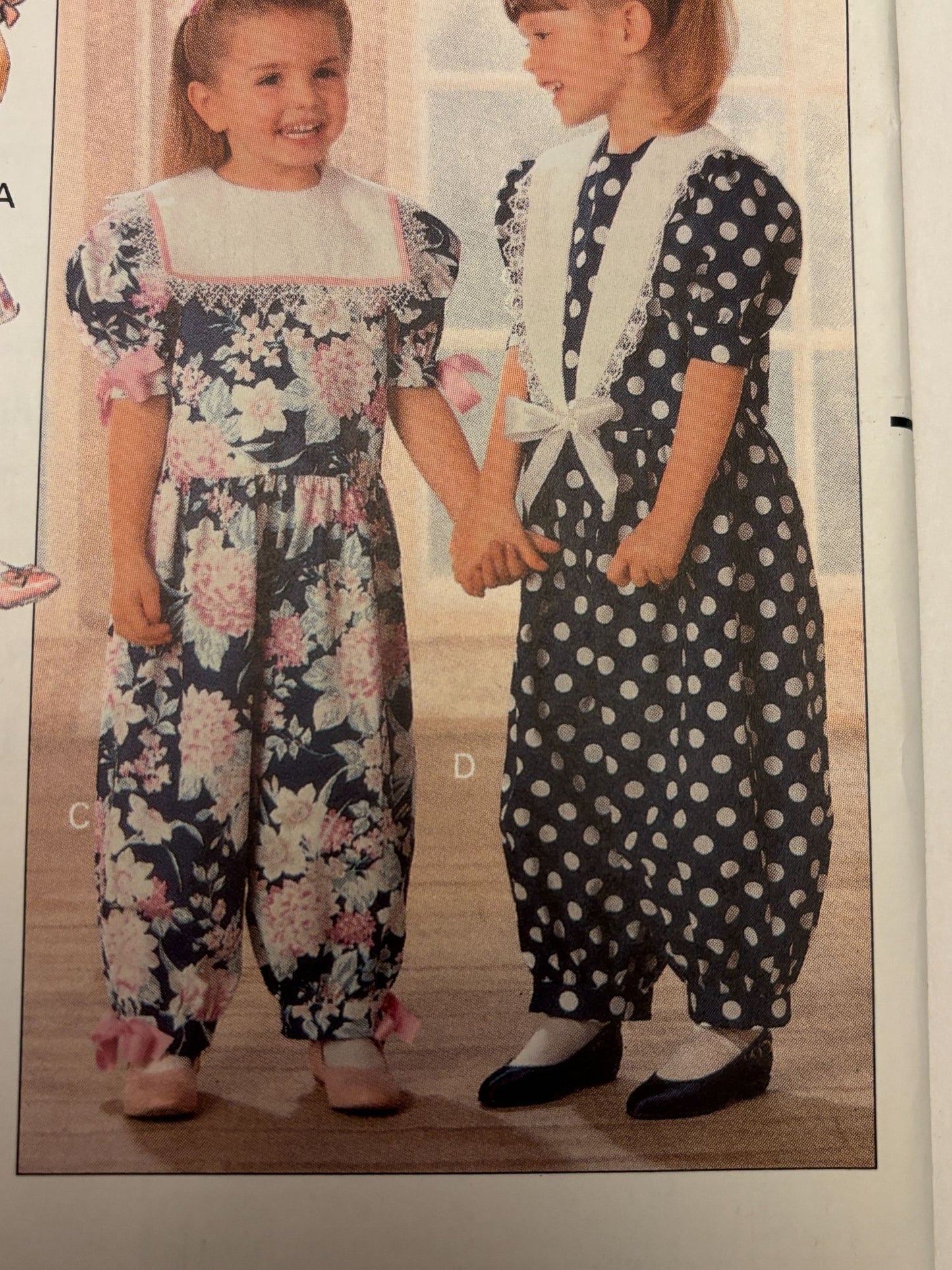 Butterick Sewing Pattern 5398 Romper Dress Jumpsuit Toddler Girls 2 3 4 1990s UC